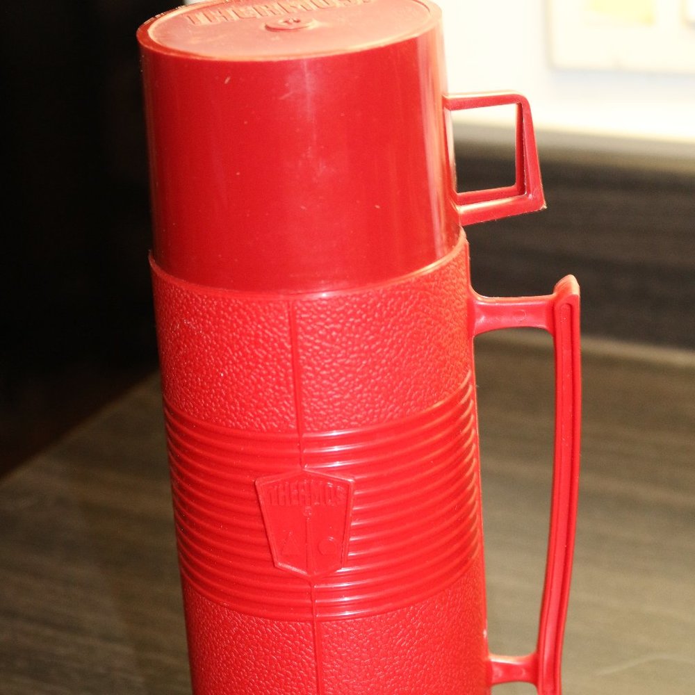 Vintage Red Thermos Soup Drink Brand Of Vacuum Bottle